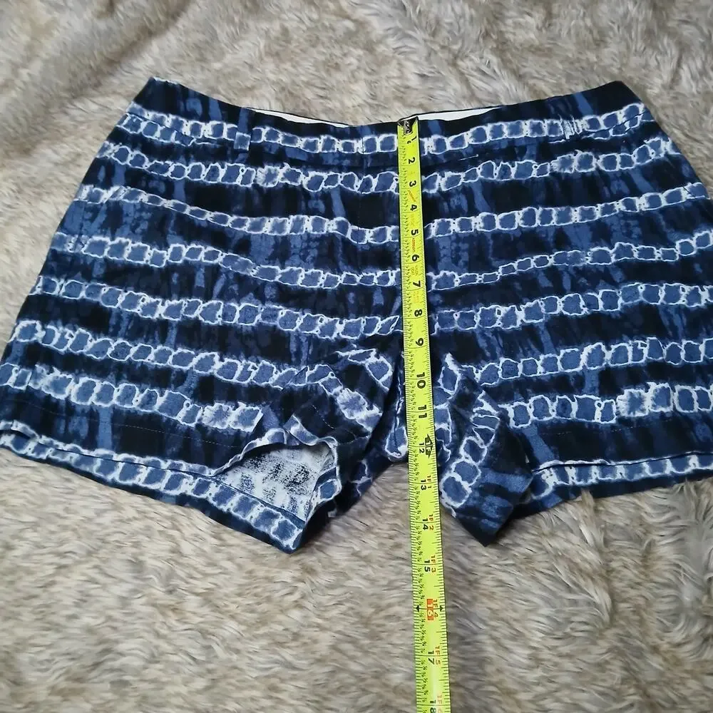 J.Crew Women’s Linen Cotton Shorts Blue White Tie‎ Dye Print Size 12